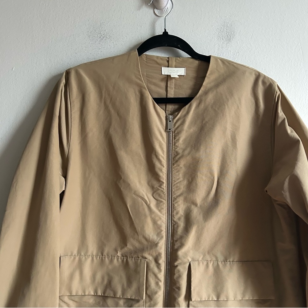 COS Sz S Tan Boxy Relaxed Full Zip Minimalist Neutral Jacket - Picture 4 of 13